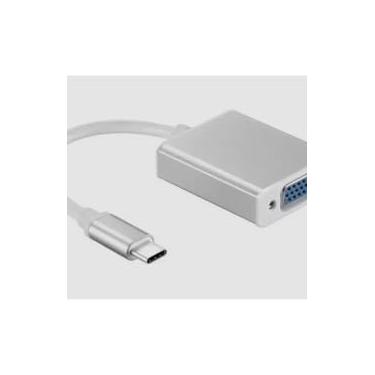 Imagem de Adaptador USB-C para VGA, Cabo de Conversão Tipo C 3.1, Compatível com Macbook, Resolução 1080p, Prata