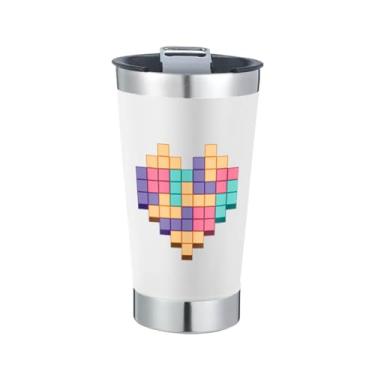 Imagem de Copo Térmico Coração Pixels Com Tampa e Abridor Chopp