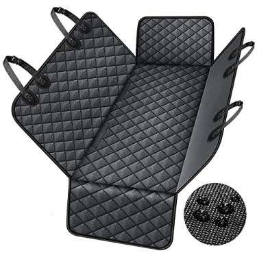 Imagem de NESTROAD Capa de assento de carro para cães para assento traseiro, à prova d'água e à prova de arranhões e rede para proteção do banco traseiro de cães, capa de assento de cachorro resistente 600D para carros, caminhões e SUVs (preta, padrão)