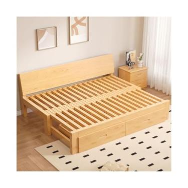 Imagem de Sofá-cama dobrável Sofá-cama dobrável de dupla função, totalmente em madeira maciça, extensível(Grande)