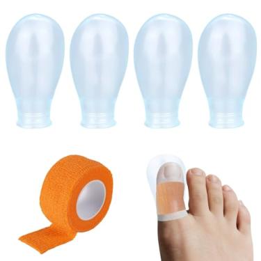 Imagem de 4 Protetor de Dedos à Prova de Água, Reutilizável Protetor Dedos em Silicone com Ligadura Amamentação para Banho Natação Pedicure Manicure Imersão Unhas e Proteção Feridas