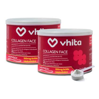 Imagem de Colágeno Hidrolisado Verisol com Ácido Hialurônico - Pele, Unhas e Cabelos Saudáveis - Pó Neutro 120g - 2 potes com 30 doses - Vhita