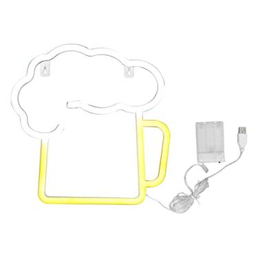 Imagem de Sinais de cerveja neon bateria alimentado por USB IP45 à prova d'água branco quente barra de luz decoração de parede para restaurantes bares festas eventos plástico ABS 8,7 x 8,7