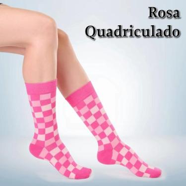 Imagem de Par de Meia Casual Cano Longo Divertida Feminina - Tamanho 34 a 39 - C