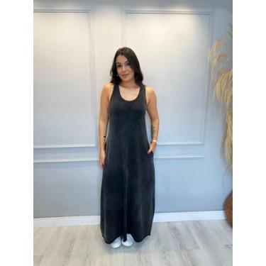 Imagem de Vestido Regata Longo Estonado - VESTESUL, Marmorizado preto, M
