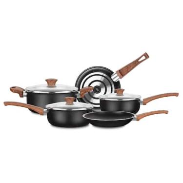 Imagem de Jogo de Panelas Antiaderente Cerâmica Kit 5 Peças Alumínio Black - MTA