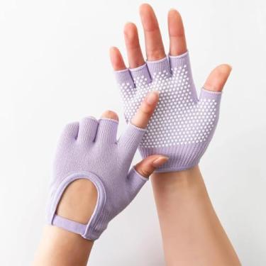 Imagem de Luvas femininas de algodão, fitness, meio dedo, respiráveis, para ciclismo, atividades ao ar livre, pilates, esportes