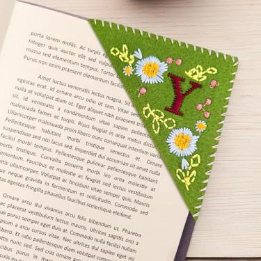 Imagem de Marcador de página floral de canto bordado personalizado para esposa, mãe, leitora, estudante, clube, acessório, 1 peça (verde verão Y)