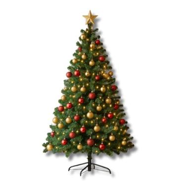 Imagem de Árvore de Natal 2,10m Pinheiro Verde com 1100 Galhos e Base de Ferro Reforçada