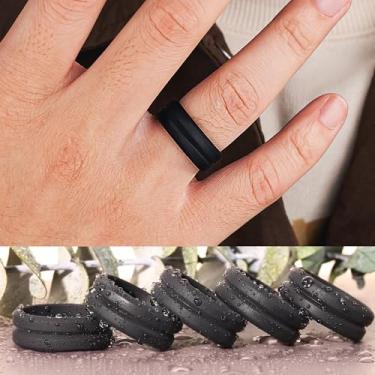 Imagem de Aliança de casamento de silicone masculina feminina preta de borracha flexível de plástico temporário nº 12 - Presentes de aniversário de Natal para mulheres e homens joias, Silicone, Sem pedra