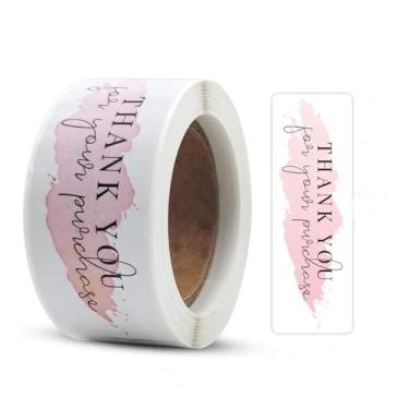 Imagem de Adesivo de agradecimento, 120 etiquetas, adesivos rosa para presente de pequenas empresas, aniversários, casamentos, brindes, chás de panela