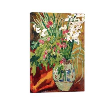 Imagem de Pôster e impressões em tela de flores vintage - reprodução de pintura de arte de parede famosa - vaso de flores 2 imagens prontas para pendurar tela emoldurada 30x45cm12x18in