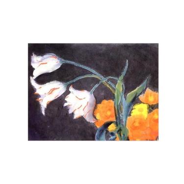 Imagem de Pôster e impressões em tela de flores vintage - reprodução de pintura de arte de parede famosa - flores brancas e amarelas - imagens para sala de estar 30 x 40 cm 12 x 16 polegadas sem moldura