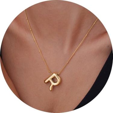 Imagem de Colar com pingente de letra inicial 3D, aço inoxidável, pingente de alfabeto personalizado para uso diário e, F, Aço inoxidável, Sem Pedra Preciosa