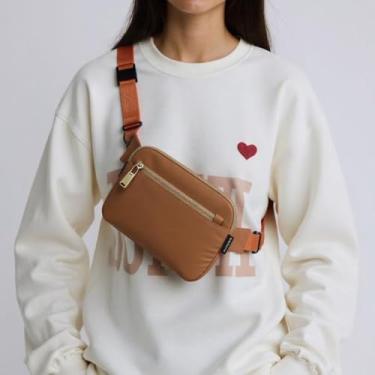 Imagem de Bolsa de cinto feminina e masculina, alça ajustável para corrida, viagem, pochete leve, impermeável, bolsa transversal de alta capacidade, Marrom, Tendência