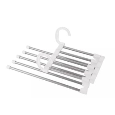 Imagem de Cabide Multifuncional para Calças de Inox com 5 Divisórias Branco