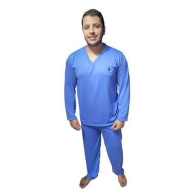 Imagem de Pijama Masculino de Inverno Manga Longa Fechado Calça Frio - PIJAMAS V