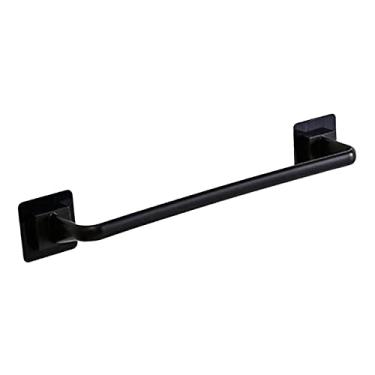 Imagem de SM SunniMix Barra de toalha durável removível toalhas rack er gancho suporte de toalha toalha para porta de parede de banheiro, longo e preto