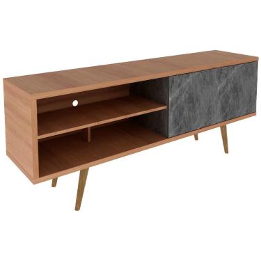 Imagem de Rack Para Tv 55 Pol 160 Cm 2 Portas R1482 Amendoa Marmore Lunar Tecno Mobili Amendoa Marmore Lunar