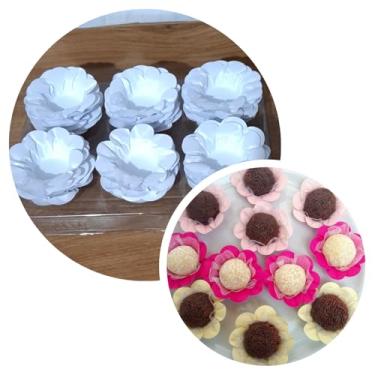 Imagem de Forminhas para doces finos Forminhas Flor para festas casamento aniversário (Branca)