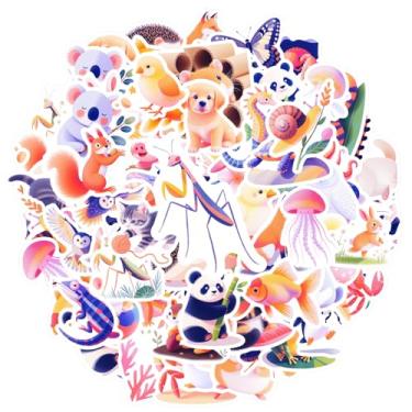 Imagem de 70 peças, animais, natureza, vida marinha, pássaros, insetos, adesivos, brinquedos, panda para laptop, bagagem, álbum de recortes, diário, adesivo, guitarra, laptop, capacete, skate