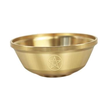 Imagem de Bothyi Tigela Tibetana Budista para Oferendas de Água, Copo de Adoração, Ornamento Feng Shui, Recipiente, Tigela de Oração com Água Sagrada para Festa de, Pentagrama