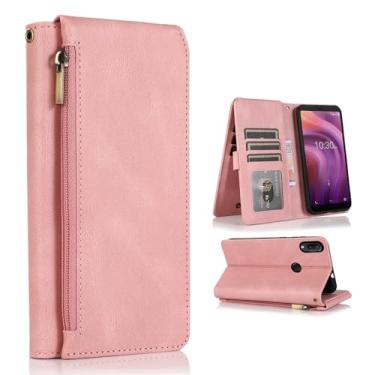 Imagem de Asuwish Compatível com Alcatel 3V 2019 Capa carteira e alça de pulso com zíper retrô capa flip de couro suporte para cartão acessórios para celular Alcatel3V Acatel 3 V V3 19 5032W mulheres homens