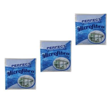 Imagem de Pano Multiuso Limpa-Vidros Perfect Microfibra Kit 3 Unid - VendasShop