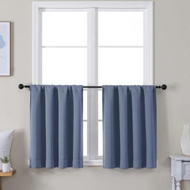 Imagem de Simplebrand Ava Denim Short 61 cm Conjunto de 2 painéis de cortina blackout para cozinha, cortinas blackout para banheiro, 76 cm x C 61 cm, jeans