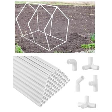 Imagem de Sawysine Conjunto de 102 peças de projetos de PVC DIY incluído 60 peças de tubo de PVC de 60 cm e 42 acessórios de tubulação de conexão para primavera, casa, estufa, jardim, fazenda, oficina, verão