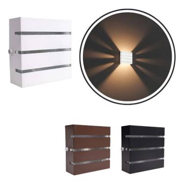 Imagem de Arandela 2 Foco 3 Frisos Externa Parede Alumínio Ar1113 Bran