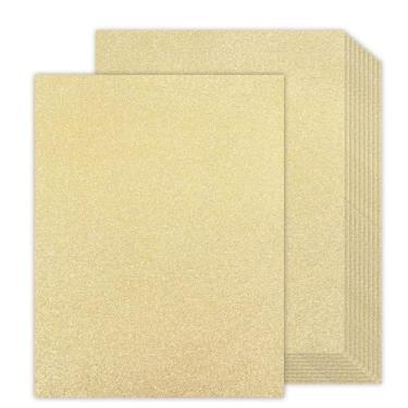 Imagem de Cartolina dourada com purpurina, 24 folhas, dupla face, 24 folhas, Goefun Champagne, ouro, sem derramamento, 280 g/m2/45,4 kg, cartolina grossa para círculos, confecção de cartões, projetos de