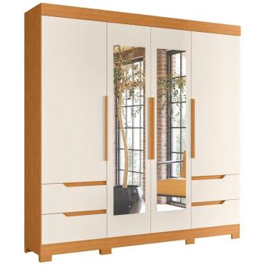 Imagem de Guarda Roupa Casal Vivacce 4 Portas E 4 Gavetas Cinamomo-off White Com Espelho - Móveis Albatroz Cinamomo-off White
