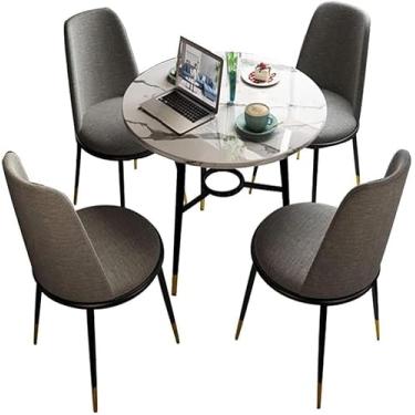 Imagem de Pernas De Metal Cadeiras De Sala De Estar, Negociar Mesas E Cadeiras Combinação De Mármore Pequena Mesa Redonda Cadeira De Canto De Recepção, 3