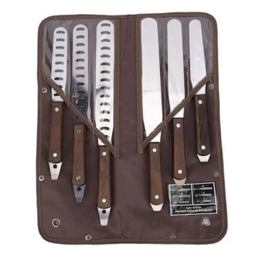 Imagem de Zhjvihx Conjunto de Espátula de Confeiteiro Reto Com Cabo de Madeira, Conjunto de Espátula de Bolo de Aço Inoxidável de 6 Unidades de 3 Com Lâminas de 6 8 10 Polegadas para Decoração de