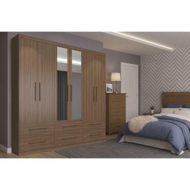 Imagem de Guarda Roupa Casal 6 Portas (2 C/ Espelho) E 6 Gavetas Ph 1691 Nogueira - Herval