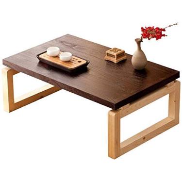 Imagem de Mesa de centro mesa de madeira maciça mesa de computador simples mesa dobrável de caramelo tatami mesa baixa mesa de escrita estilo japonês várias mesas (cor: marrom tamanho: 704530 cm)