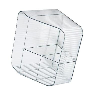 Imagem de Generic Organizador de Maquiagem, Caixa de Armazenamento de Mesa Em Formato Trapezoidal Transparente de Plástico PP Com 4 Grades para Carregador de Papelaria (Transparente)