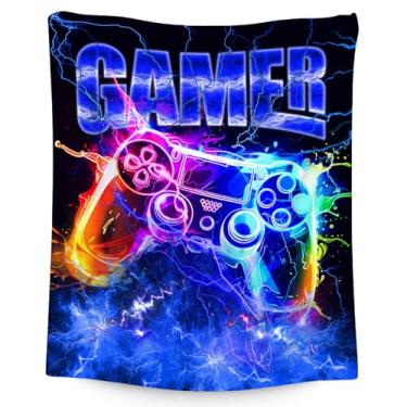 Imagem de Cobertor para meninos, cobertores de jogos, presentes para amantes de gamers, 152 cm x 203 cm de pelúcia macia e aconchegante para quarto de adolescentes