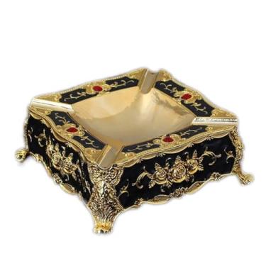 Imagem de ZABEES Cinzeiro criativo portátil estilo europeu retrô pode armazenar cinzeiro e pequeno cinzeiro quadrado para decoração de mesa