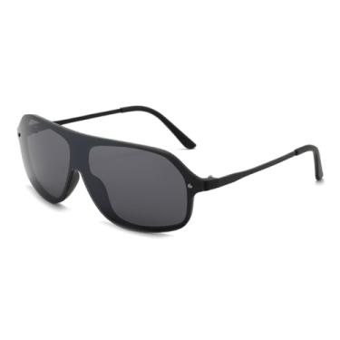 Imagem de Óculos de sol grandes, coloridos e em bloco, estilo esportivo (PRETO)