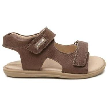 Imagem de Sandália Papete Infantil Menino em Couro Graxo Café Gambo-Masculino