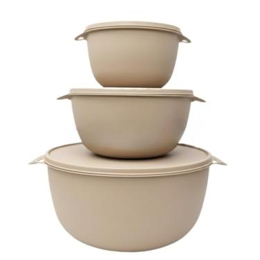 Imagem de Kit Potes Herméticos de Plástico com Tampa – Empilháveis e Resistentes para Alimentos(KIT 3 - BEGE)