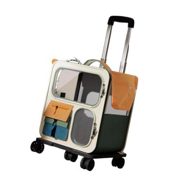 Imagem de Fenteer Mochila transportadora para gatos com rodinhas, carrinho portátil com rodas, bolsa para filhotes, cães pequenos, acampamento, viagens ao ar livre