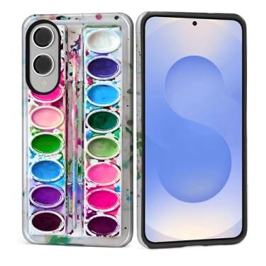 Imagem de MQJCYB Capa para Samsung Galaxy S25 Edge, híbrida, resistente, 2 em 1, de corpo inteiro, resistente à prova de choque, capa brilhante para paleta de aquarela Samsung Galaxy S25 Edge