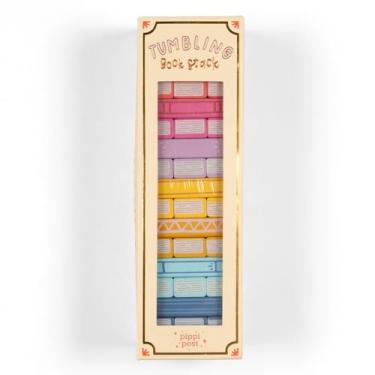 Imagem de Pippi Post Tumbling Book Stack Game, Wooden Blocks with Colorful Spine Design, 51 Pieces, Classic Stacking Tower Game for Bibliophiles