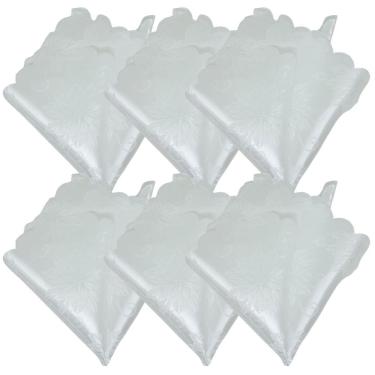 Imagem de Jogo 6 Guardanapos Tecido Adamasc Branco Floral Prime 45x45cm Borda Floral - Tuut