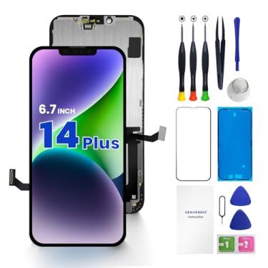 Imagem de Substituição de tela para iPhone 14 Plus de 6,7 polegadas, Genverdix 3D Touch LCD, kit de reparo completo, conjunto de digitalizador com ferramentas, protetor de tela de vidro temperado, adesivo de