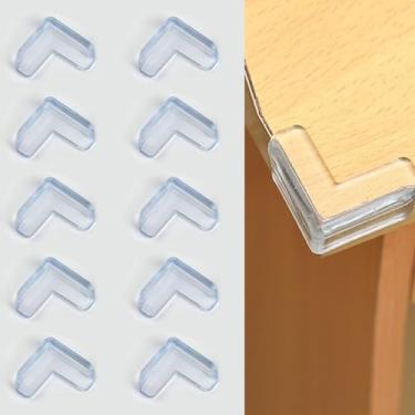 Imagem de Pacote com 10, protetor de canto transparente para móveis e segurança de borda — armários, mesas e cantos afiados, fácil instalação para casa e escritório (design em forma de L)