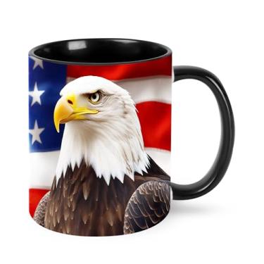 Imagem de Jumou Caneca de café águia bandeira dos EUA 325 ml copo de cerâmica engraçado para mulheres homens novidade aniversário presentes de Natal micro-ondas escritório casa